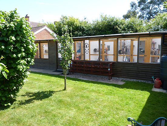 Row of chalets overlooking the garden